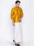 Vastramay Men's Yellow Cotton Silk Blend Shirt and Mundu Set